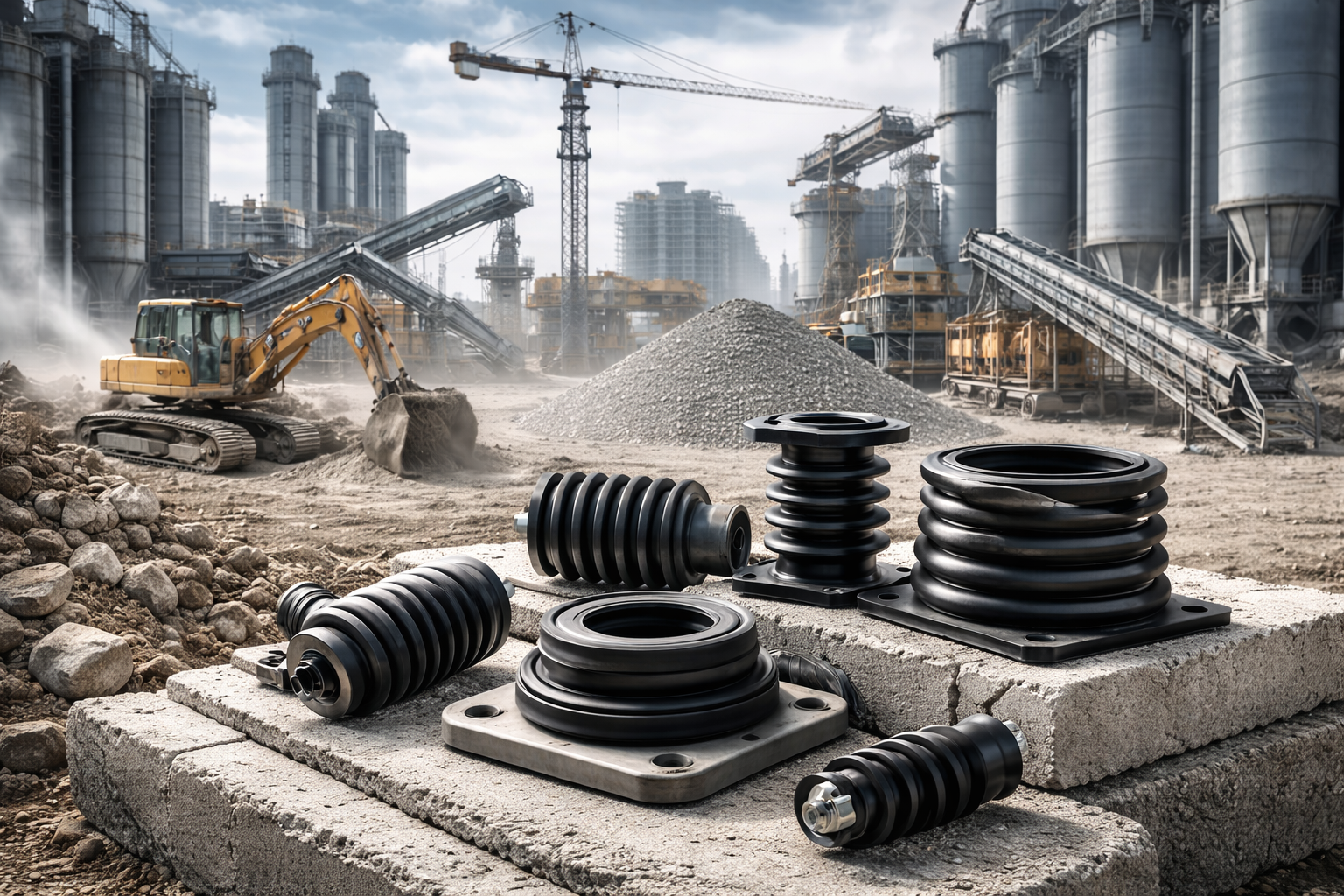 Construction and cement industry rubber solutions